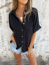 Full Size Button Down Short Sleeve Shirt Plus Size - Odaingerous